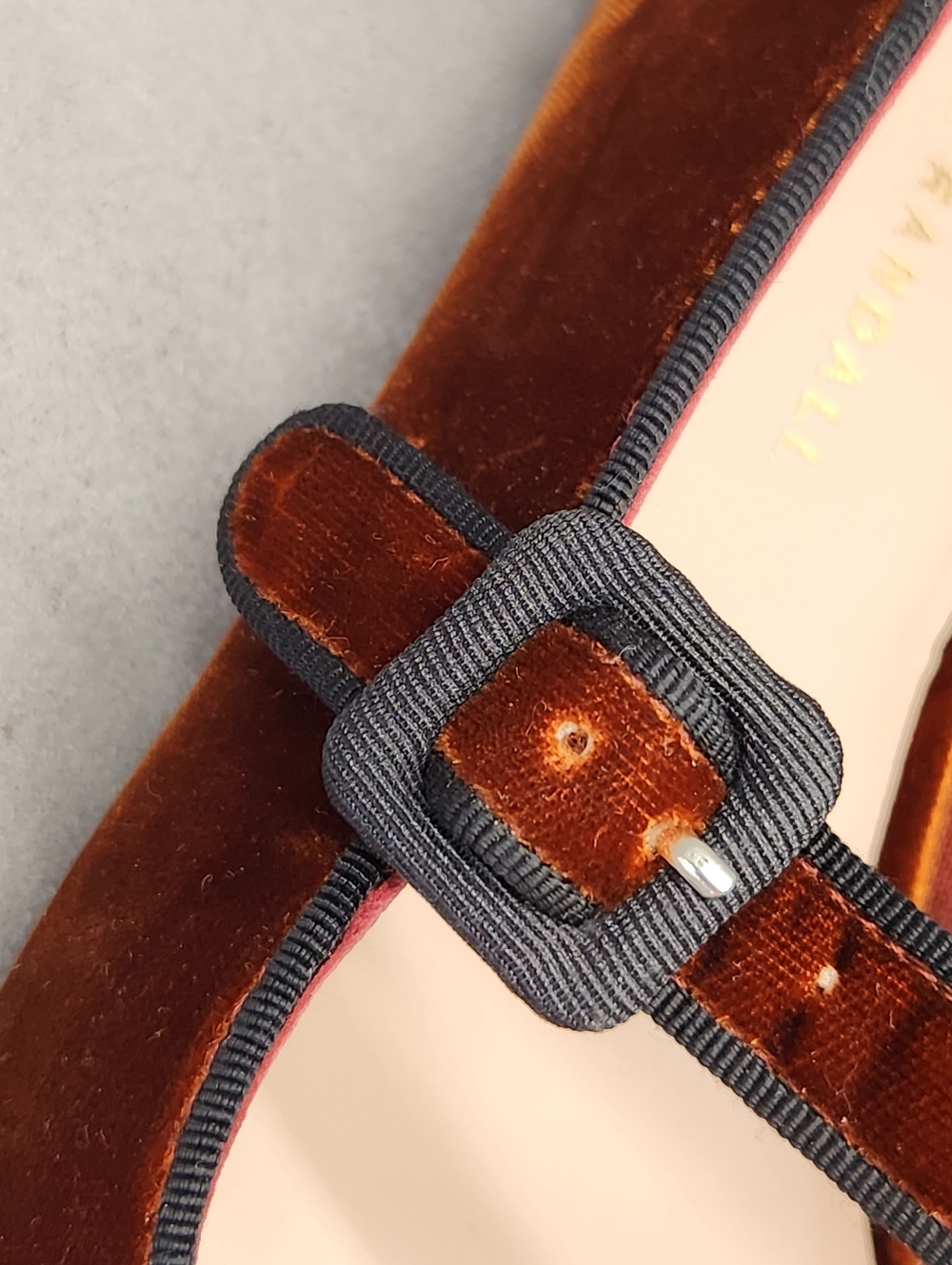 Loeffler Randall Ballet Flats 9.5 Brown Cognac Velvet Ginger MaryJane Made Italy - Picture 6 of 16